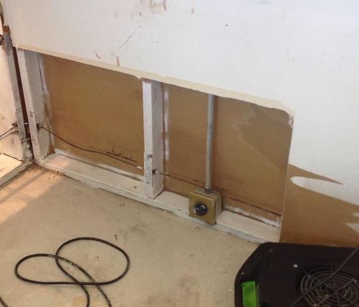 Water damage on drywall remediated