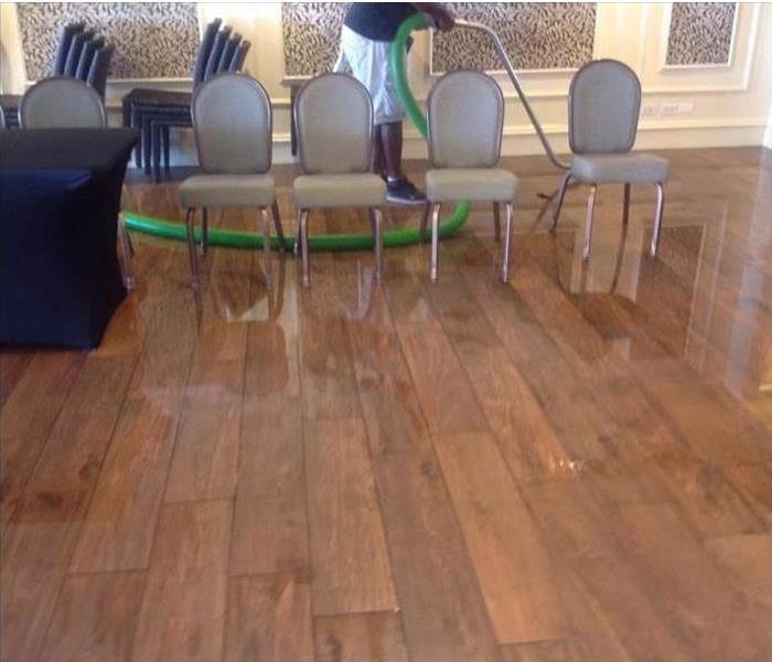 Restaurant with standing water from storm surge