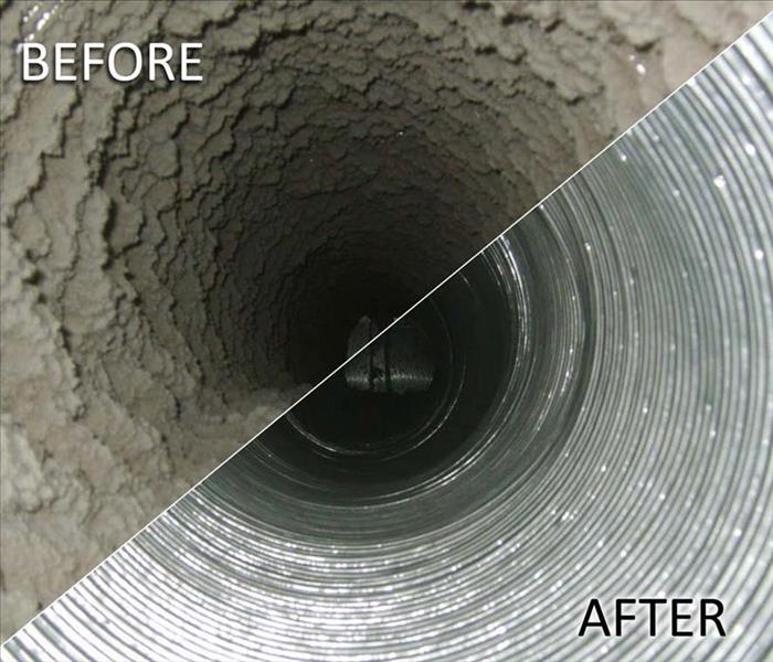 Before and after of commercial air duct cleaning