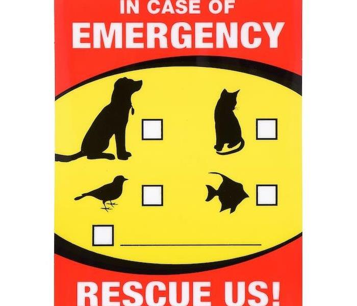 Window sticker to notify fire department of pets in home